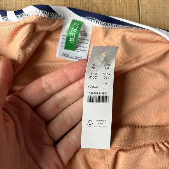 J. Crew Striped Ruched One-Shoulder Swimsuit - Picture 4 of 8